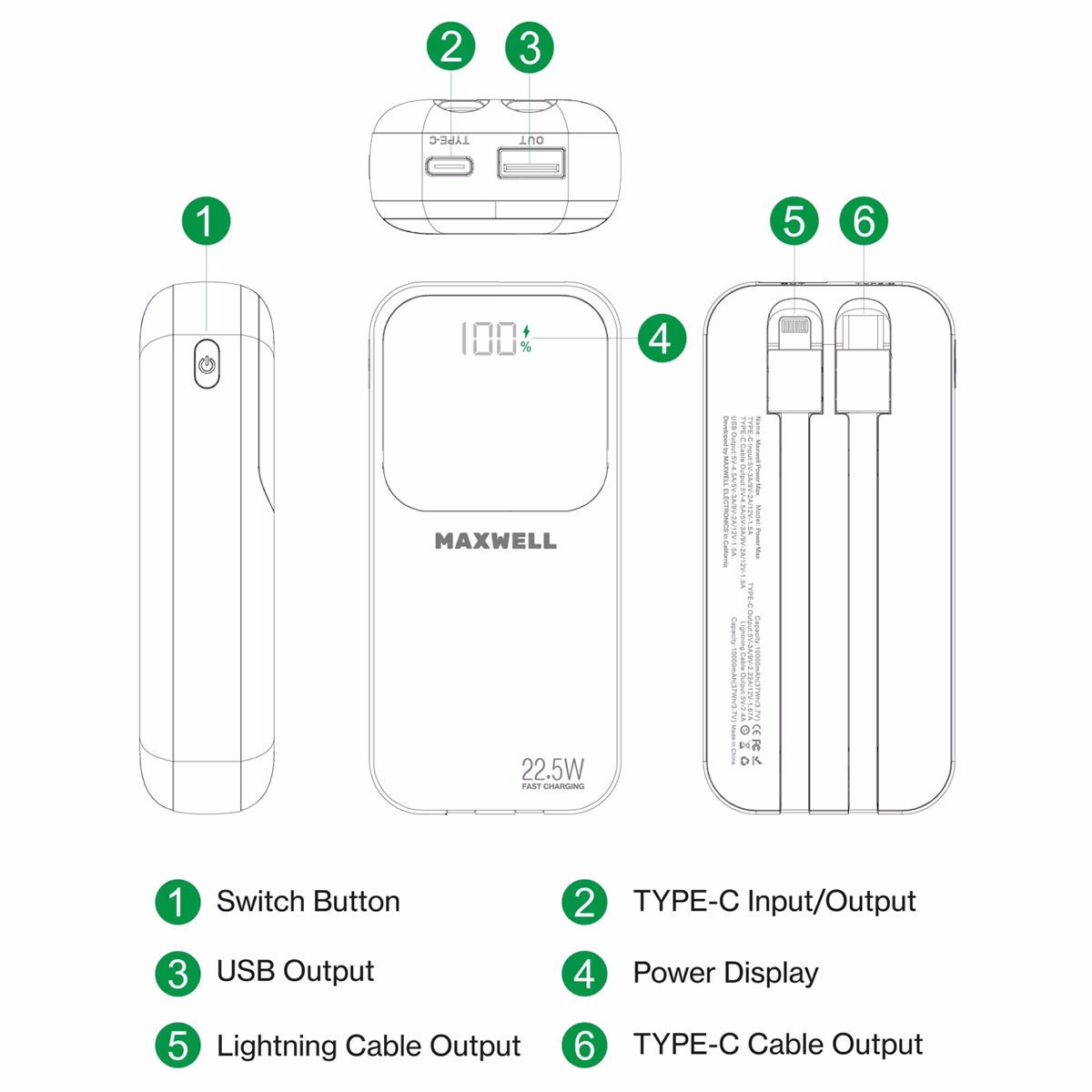 مشخصات پاوربانک مکسول پاور مکس 10000 میلی آمپر